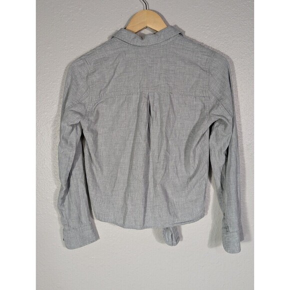 Madewell gray flannel tie-front shirt XS soft cotton button down top J.Crew N93 - Picture 4 of 11